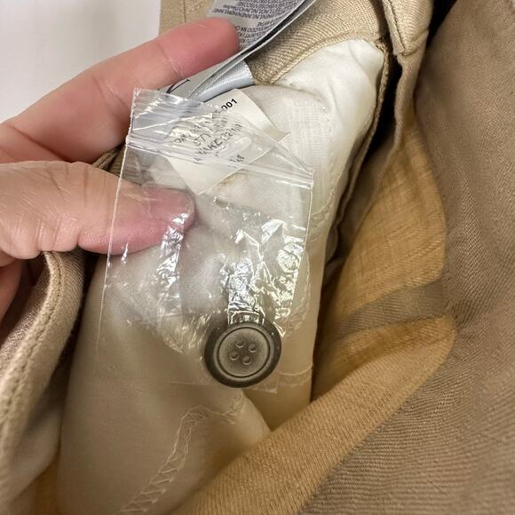 EUC NYDJ Stretch Linen Straight Leg Ankle Trouser Pants Tan Sz 14 Summer Office - Picture 6 of 9